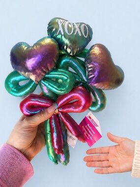 🧸 2/$45 🌹WAY TO CELEBRATE NWT Mauve Heart Plush Bouquet Gift + Tag Service